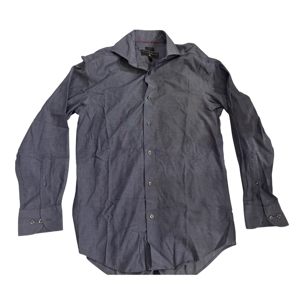 James Tattersall Mens Slim Fit Dress Shirt 15.5 32/33 Blue Non-Iron Office Work